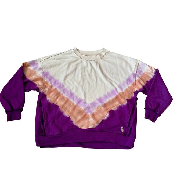 Free People Movement Ombré Mette Crew Neck Tie Dye Sweatshirt size XS oversized - Picture 4 of 14